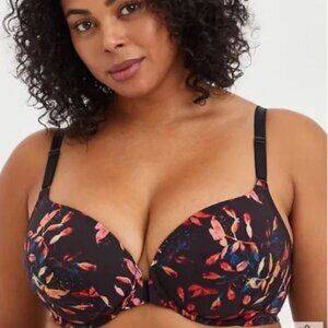 TORRID Front Close T-Shirt Bra - 360° Back Smoothing Floral Leaves 38DDD